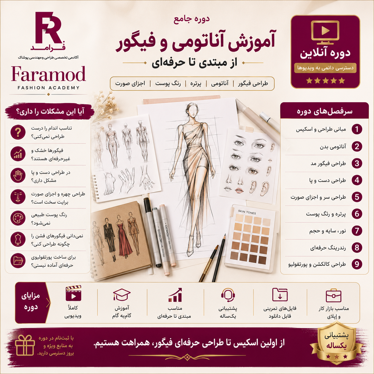 آموزش طراحی فیگور و آناتومی از مبتدی تا حرفه ای بدون پیشنیاز و مهارت